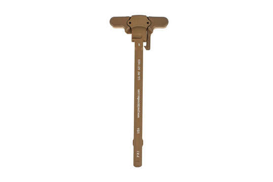 Precision Reflex Ambi charging handle FDE standard latch is machined from 7075-T6 aluminum